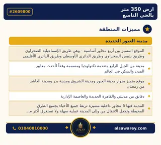أرض - تم التخصيص 350 م² — مدينة العبور الجديدة، الحي التاسع، مجاورة 4 — صورة العرض — 3