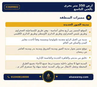 أرض - تم التخصيص 350 م² — مدينة العبور الجديدة، الحي التاسع، مجاورة 4 — صورة العرض — 3