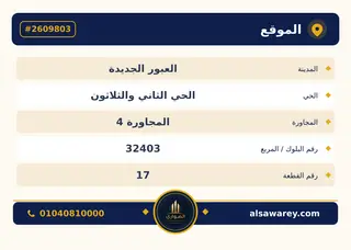 أرض - تم التخصيص 209 م² — مدينة العبور الجديدة، الحي الثاني والثلاثون، المجاورة 4 — صورة العرض — 4