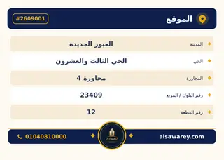 أرض - تم التخصيص 500 م² — مدينة العبور الجديدة، الحي الثالث والعشرون، مجاورة 4 — صورة العرض — 4