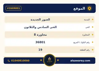 أرض - تم التخصيص 209 م² — مدينة العبور الجديدة، الحي السادس والثلاثون، مجاورة 8 — صورة العرض — 4