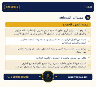 أرض - تم التخصيص 209 م² — مدينة العبور الجديدة، الحي السادس والثلاثون، مجاورة 8 — صورة العرض — 3