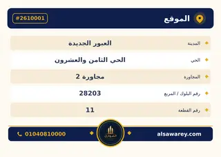 أرض - تم التخصيص 276 م² — مدينة العبور الجديدة، الحي الثامن والعشرون، مجاورة 2 — صورة العرض — 4