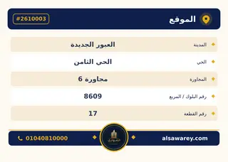 أرض - تم التخصيص 276 م² — مدينة العبور الجديدة، الحي الثامن، مجاورة 6 — صورة العرض — 4