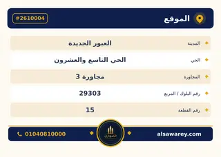 أرض - تم التخصيص 350 م² — مدينة العبور الجديدة، الحي التاسع والعشرون، مجاورة 3 — صورة العرض — 4