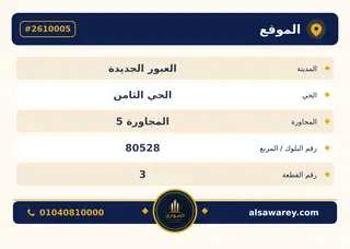 أرض - تم التخصيص 276 م² — مدينة العبور الجديدة، الحي الثامن، المجاورة 5 — صورة العرض — 4