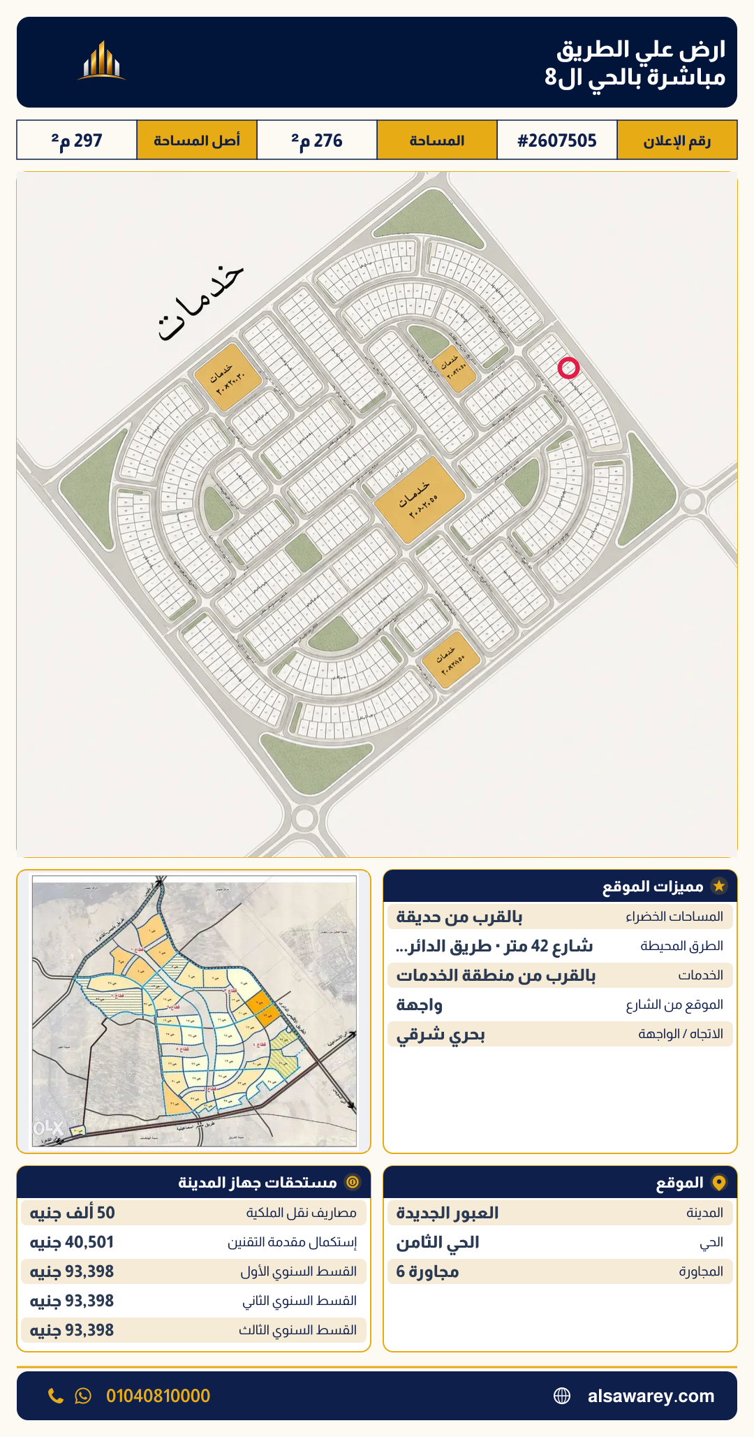 أرض - تم التخصيص — مدينة العبور الجديدة، الحي الثامن، مجاورة 6 — صورة العرض — 2