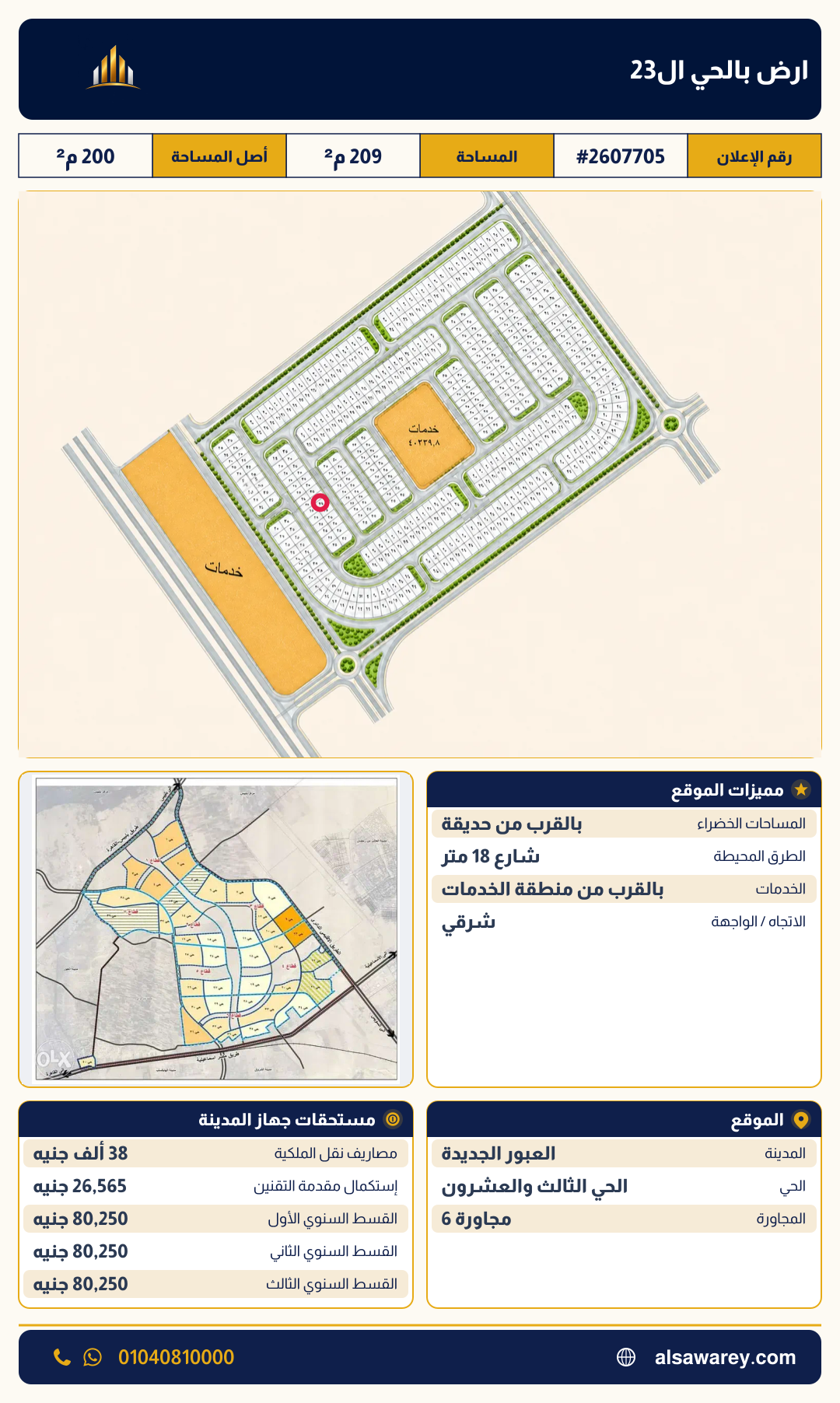 أرض - تم التخصيص — مدينة العبور الجديدة، الحي الثالث والعشرون، مجاورة 6 — صورة العرض — 2
