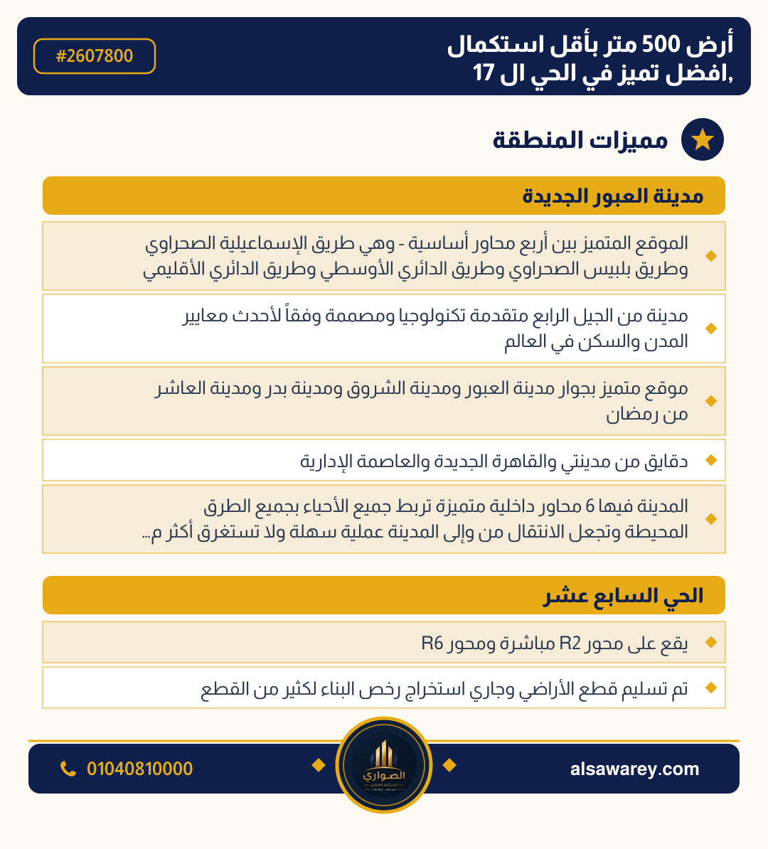 أرض - تم التخصيص — مدينة العبور الجديدة، الحي السابع عشر، مجاورة 3 — صورة العرض — 3