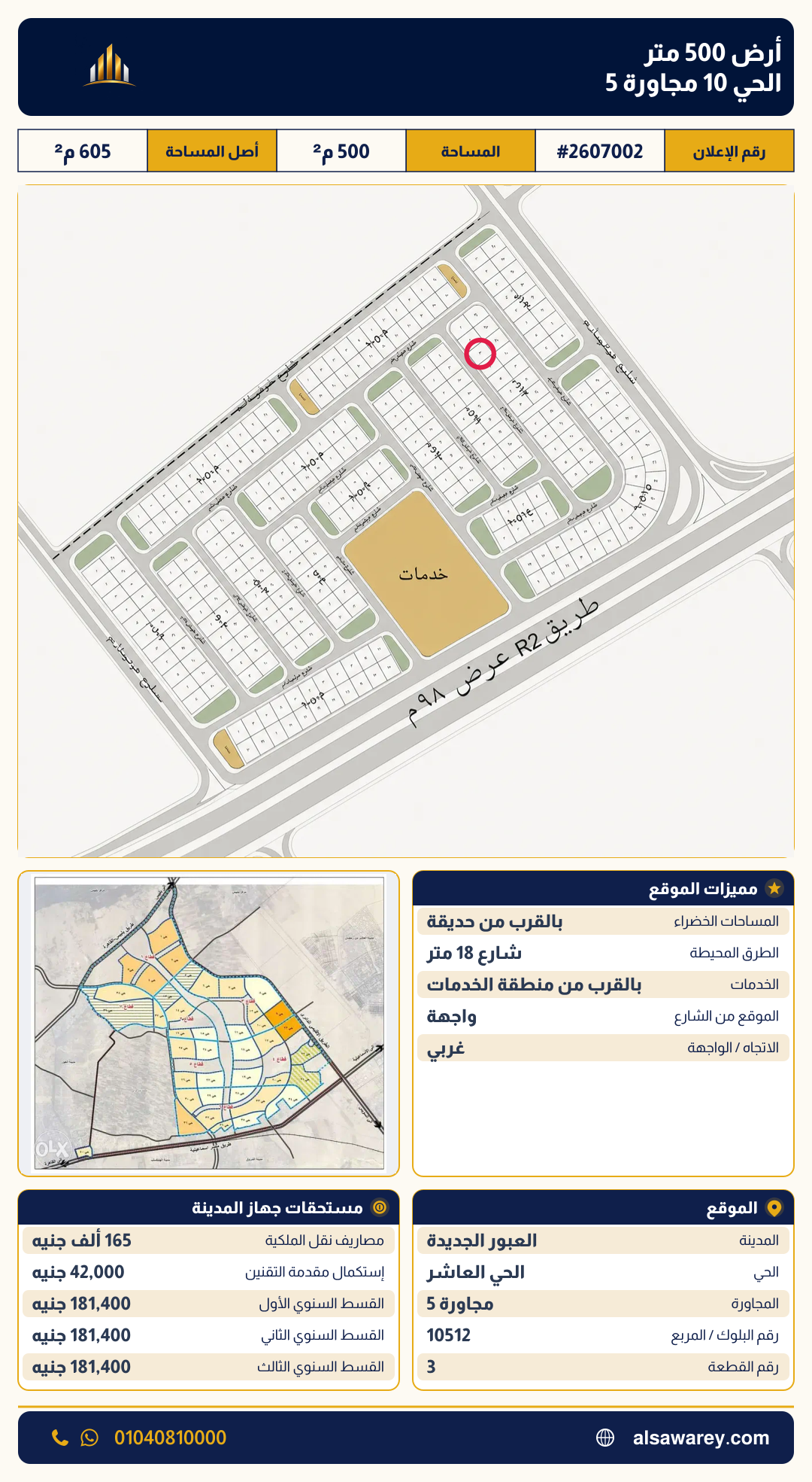 أرض - تم التخصيص — مدينة العبور الجديدة، الحي العاشر، مجاورة 5 — صورة العرض — 2