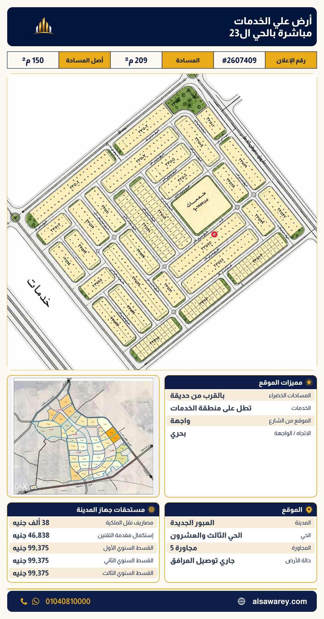 أرض - تم التخصيص — مدينة العبور الجديدة، الحي الثالث والعشرون، مجاورة 5 — صورة العرض — 2