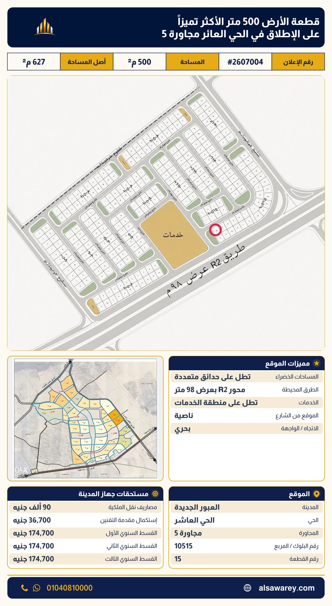 أرض - تم التخصيص — مدينة العبور الجديدة، الحي العاشر، مجاورة 5 — صورة العرض — 2