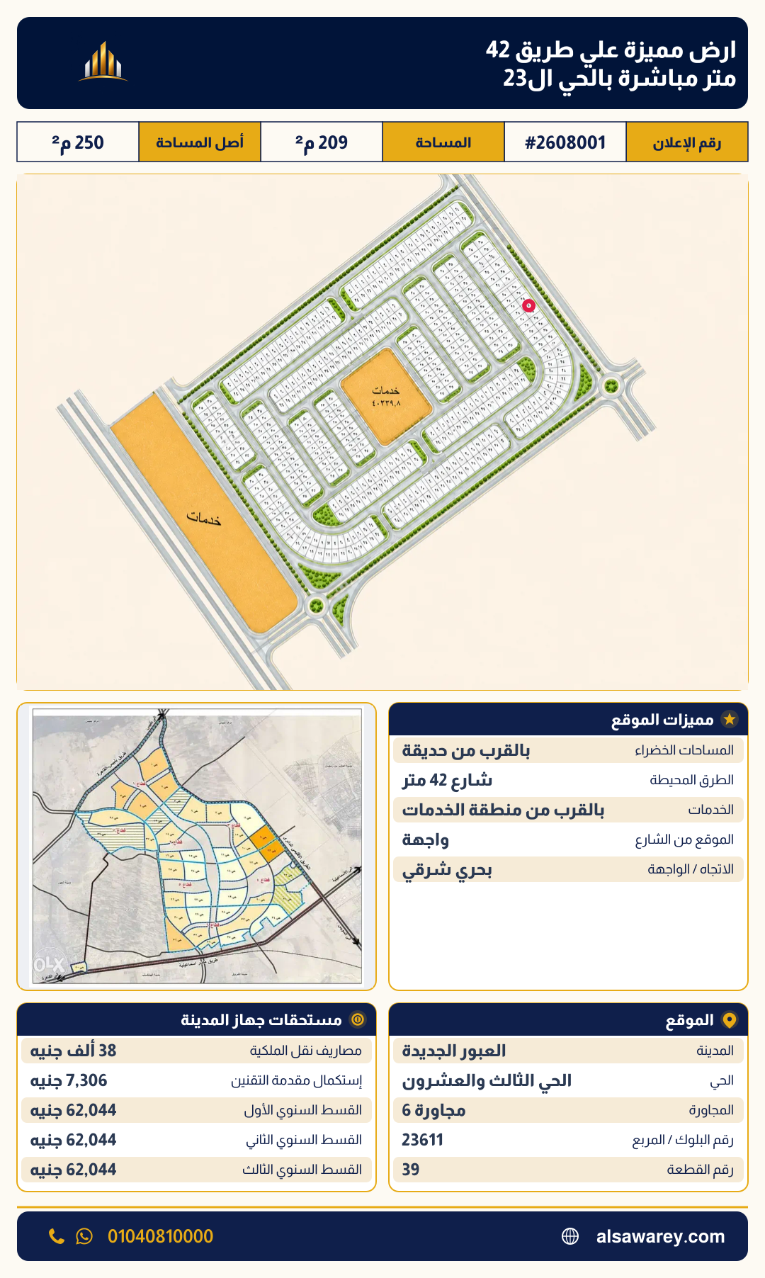 أرض - تم التخصيص — مدينة العبور الجديدة، الحي الثالث والعشرون، مجاورة 6 — صورة العرض — 2